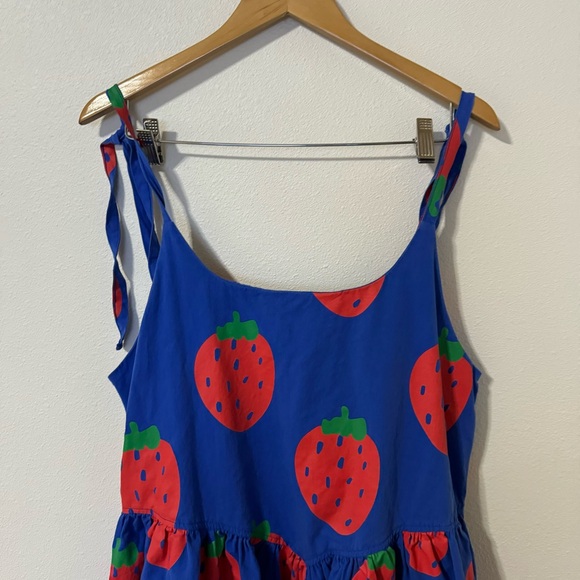 Lazy Oaf Picking Strawberry Dress Blue Shoulder Ties Pockets Novelty Summer-12 - Picture 7 of 12